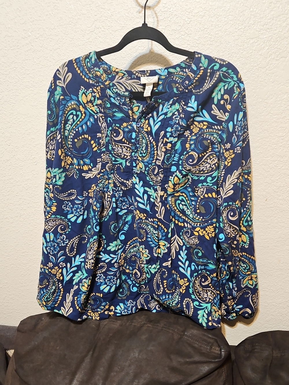 Women's Navy Paisley Blouse - Blue Multi